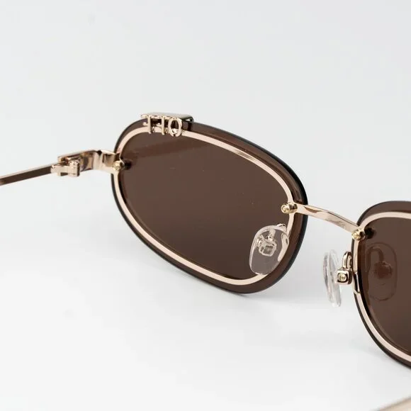 Off-White MIAMI Women Sunglasses Gold Brown Oval OERI13M MIAMI 7664 NEW AUTHENTI